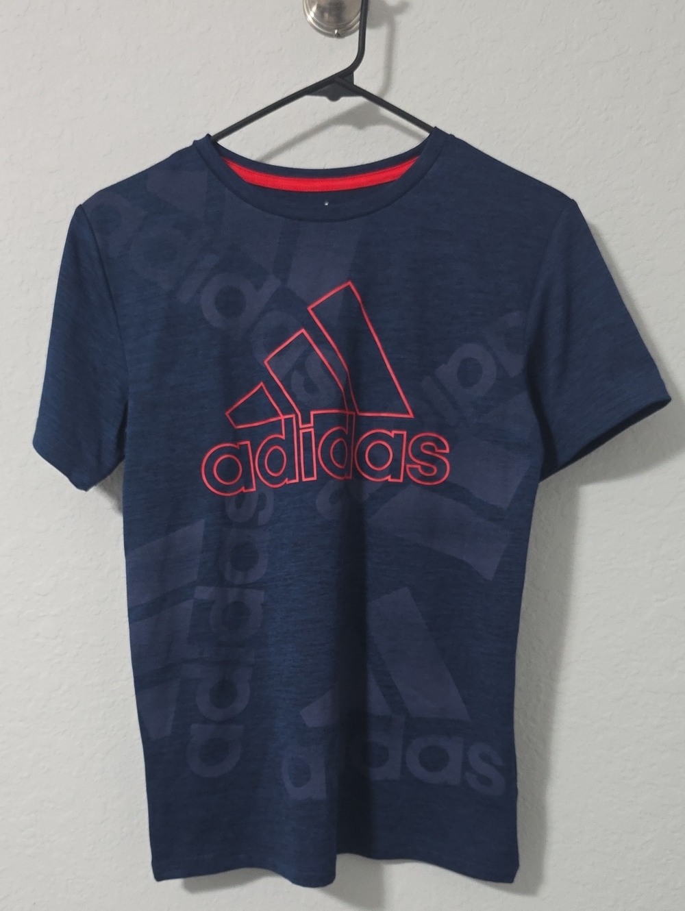 adidas Kids' Navy Blue Logo Tee with Red Accent